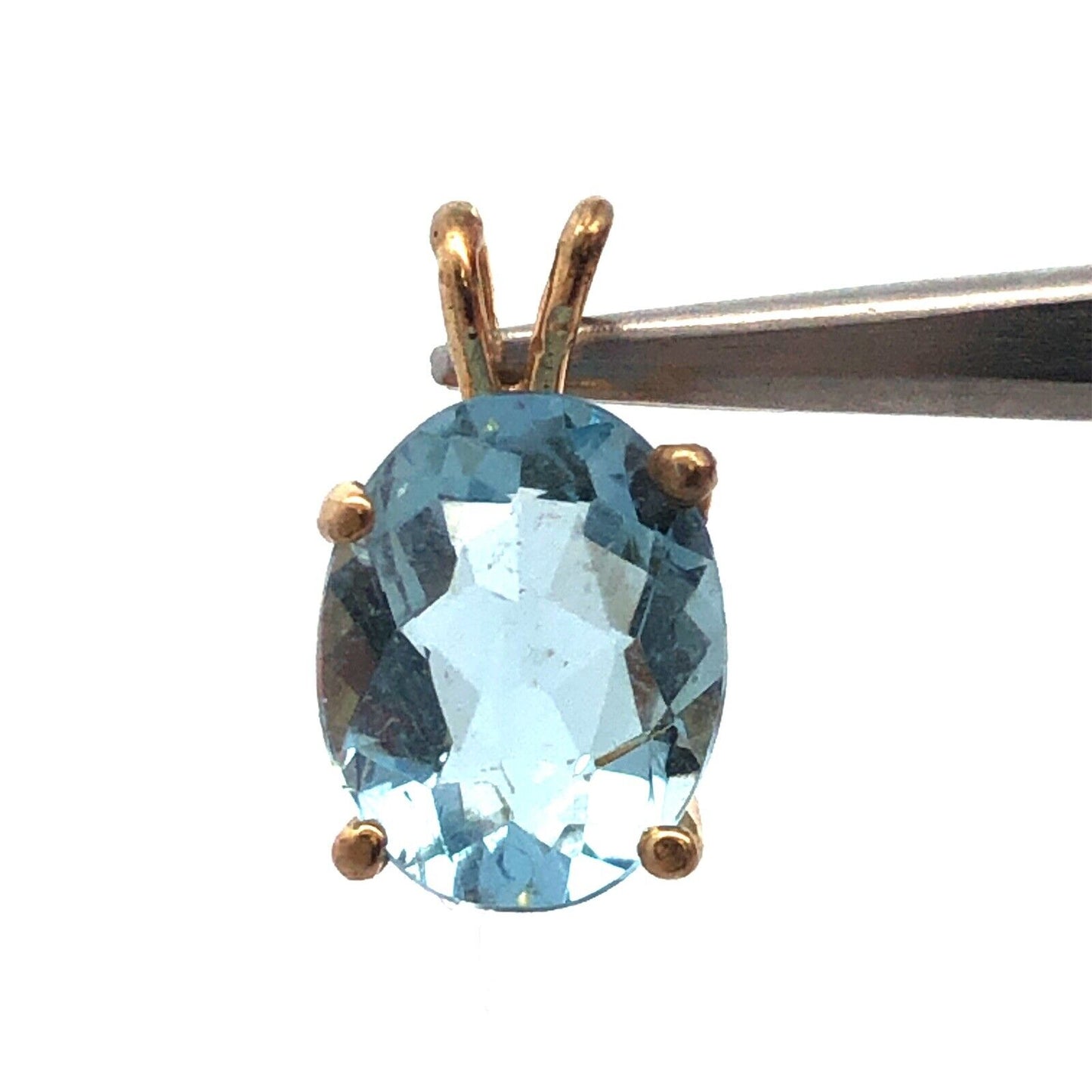 Lovely 14k Yellow Gold Oval Cut 2.75ct Swiss Blue Topaz Fine Precious Pendant