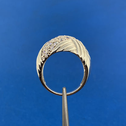 Designer Sterling Silver 925 Cubic Zirconia Tapered Statement Dome Ring