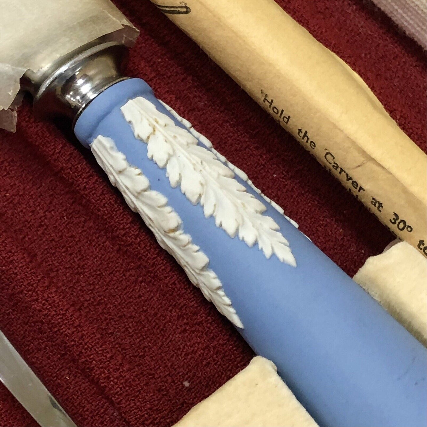 Philip Ashberry Wedgewood Blue Jasperware 3 Piece Carving Set Original Box