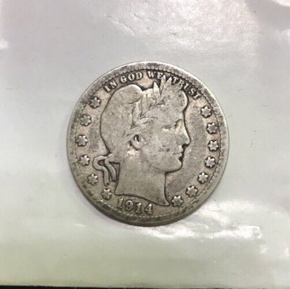 1914 D Barber Silver Quarter 25c $.25 Better Key Denver Rare Scarce
