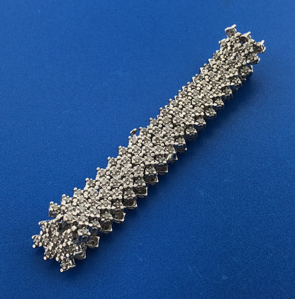 Designer Sterling Silver 925 Diamond Statement Band Tennis Bracelet