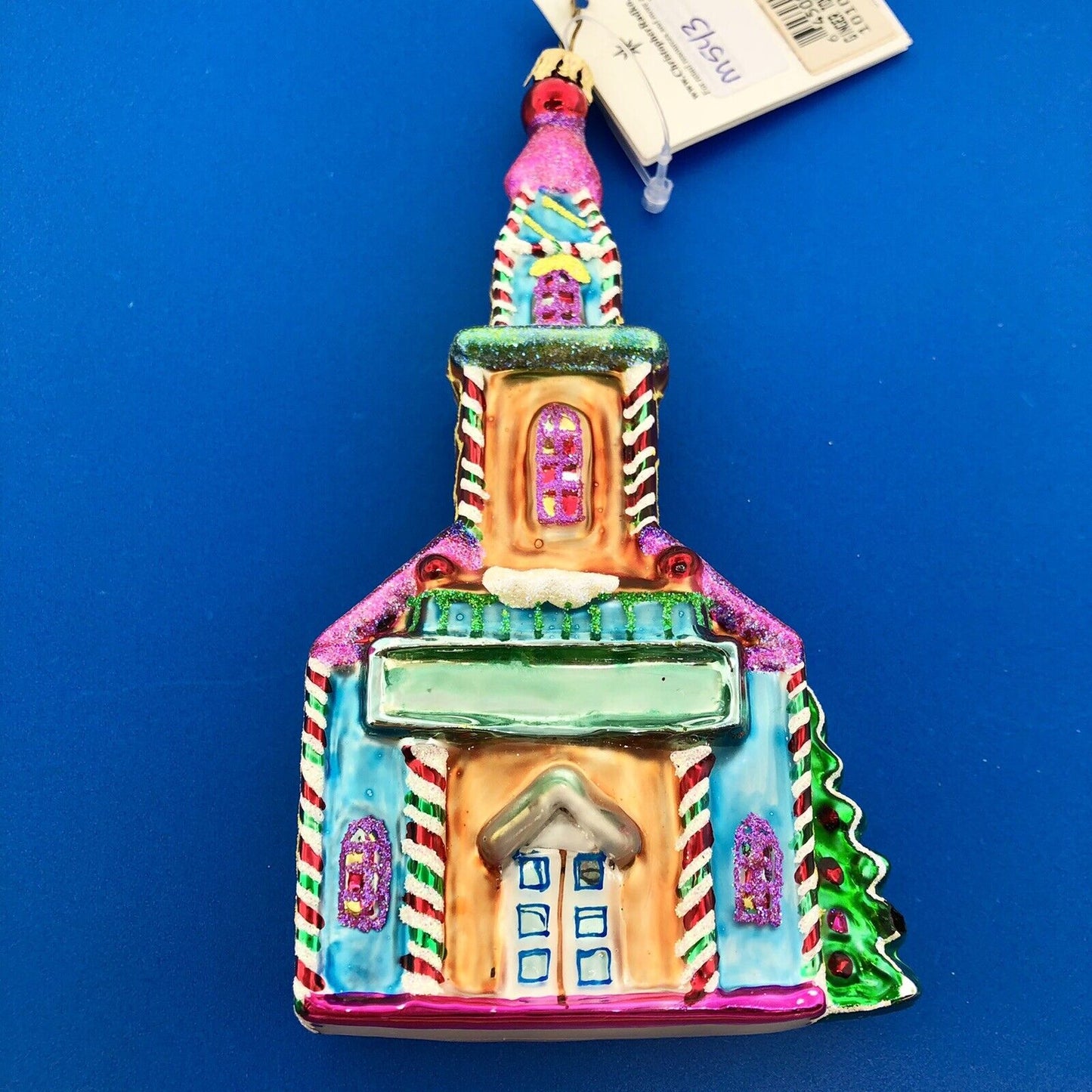 Christopher Radko Handblown Painted Glass Ginger Town Prayers Church Ornament