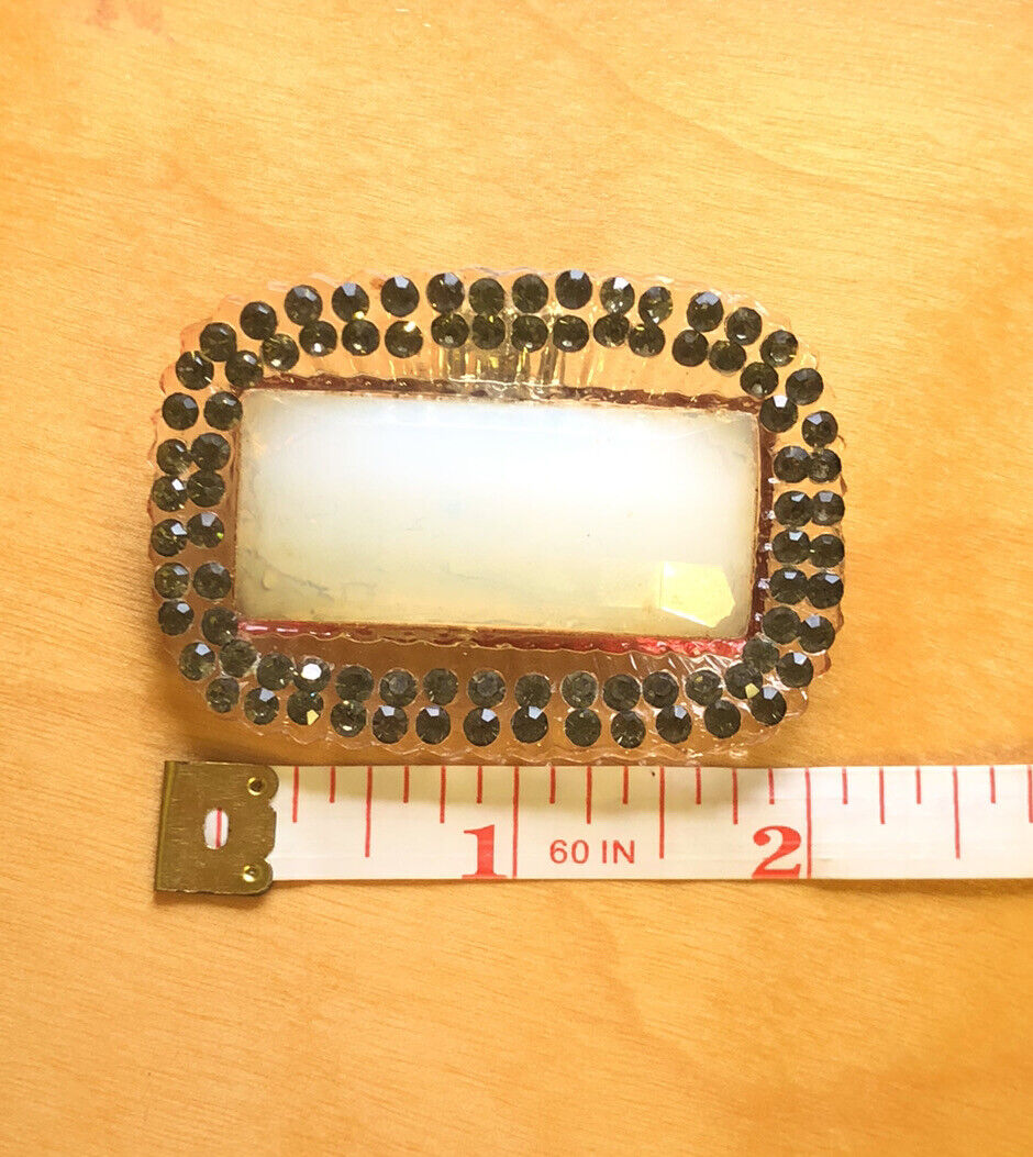 Art Deco Art Nouveaux  Rectangle Lucite Rhinestone Resin Statement Shoe Clips