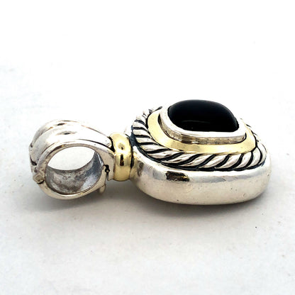 David Yurman 925 Sterling Silver 14K Gold Black Onyx Albion Enhancer Pendant