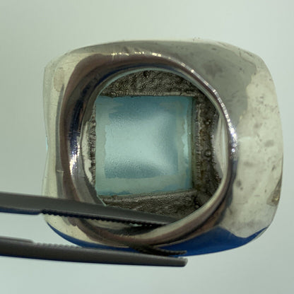 Designer Italy 925 Sterling Silver Bottle Art Glass Wide Statement Dome Ring