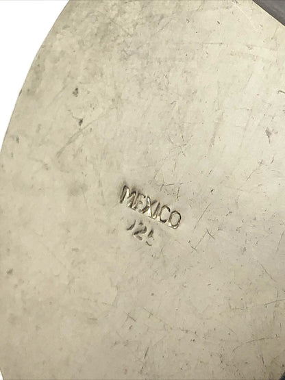 Taxco Mexico 925 Sterling Silver Oval Turquoise Textured Statement Pendant