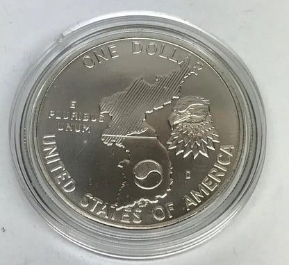 1991 D Korean War Memorial Commemorative BU Silver Dollar OMP/COA