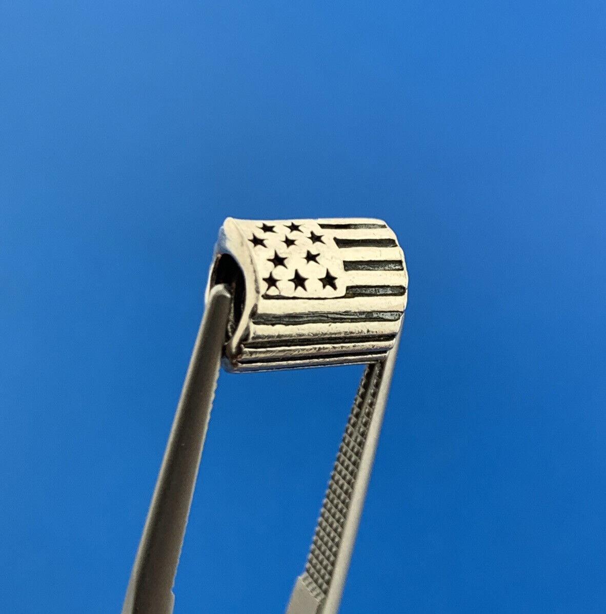 Chamilia Sterling Silver United States Flag Stars Stripes Slide Bracelet Charm