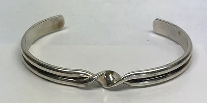 Vintage Sterling Silver 925 Modernist Twist Open Cuff Bracelet