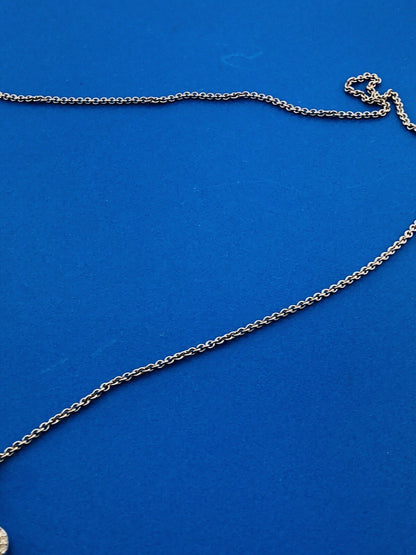 Vintage Designer Sterling Silver 925 Diamond Filigree Open Scroll Key Necklace