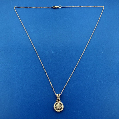 Designer 14K Rose Gold Champagne White Diamond Infinity Eternity Circle Necklace