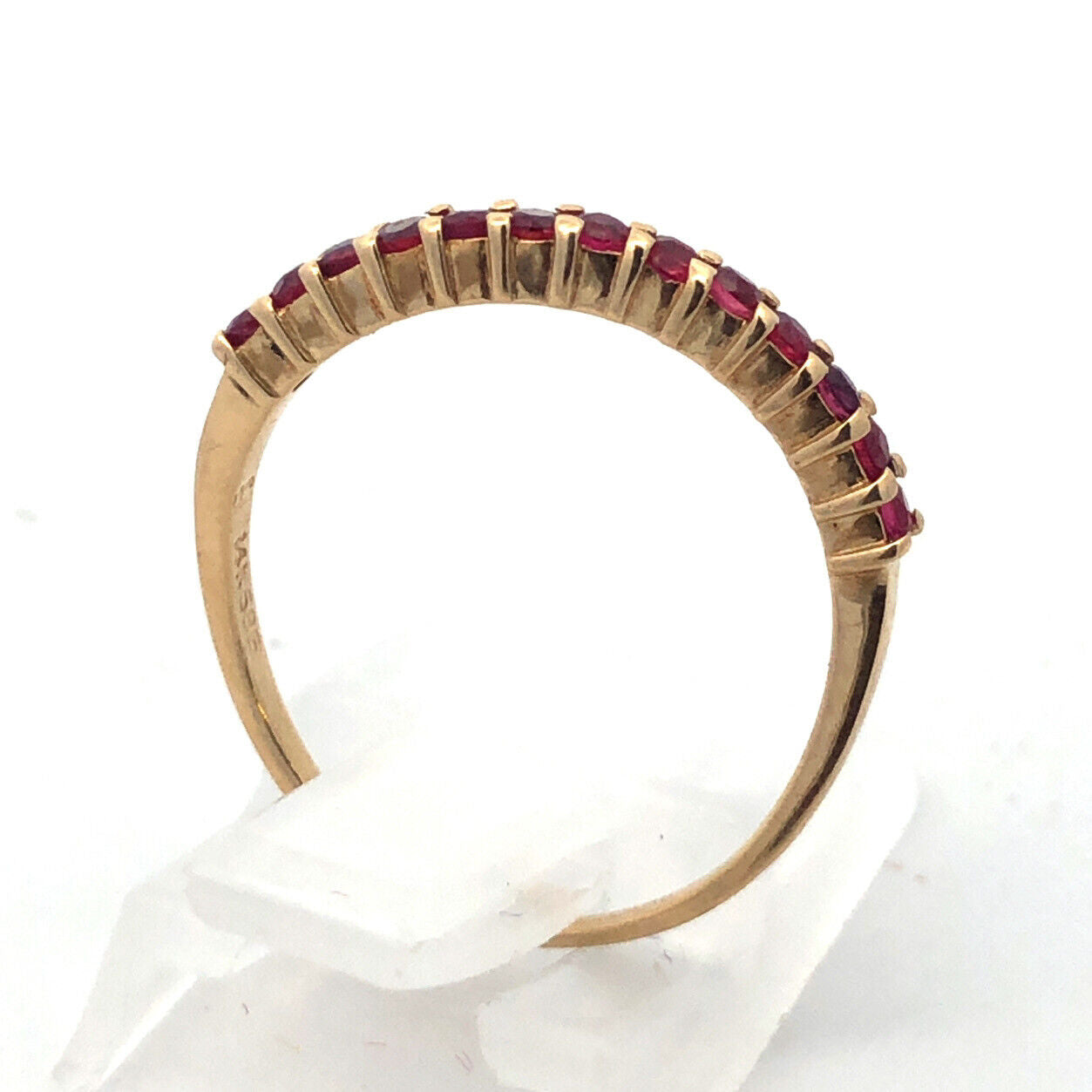 Designer 14K Yellow Gold Ruby Stackable Wave Band Ring