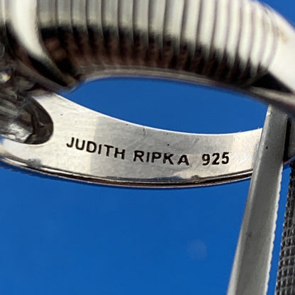 Judith Ripka 925 Sterling Silver Oval Smoky Quartz Cubic Zirconia Accented Ring