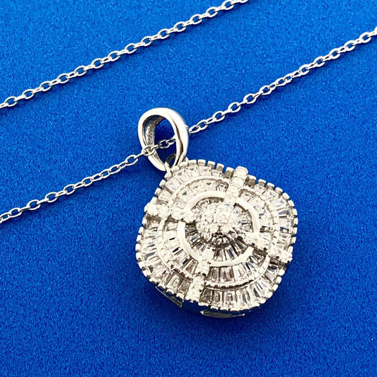 Designer YGI 925 Sterling Silver Diamond Pinwheel Statement Bridal Necklace