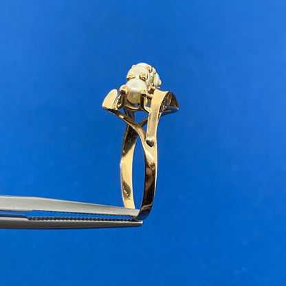 10K Yellow Gold Five Pearl Modernist Bypass Ring
