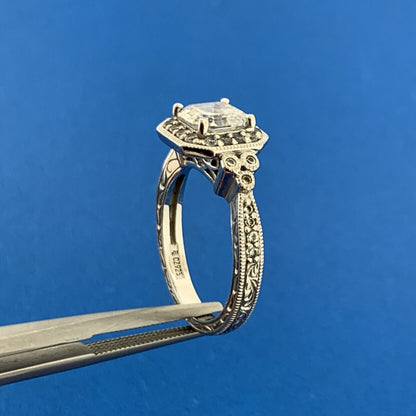 Sterling Silver 925 Asscher Cut Solitaire Cubic Zirconia Engagement Ring