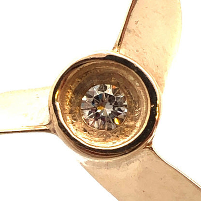 Designer 14K Yellow Gold Diamond Ship Airplane Propeller Statement Charm Pendant