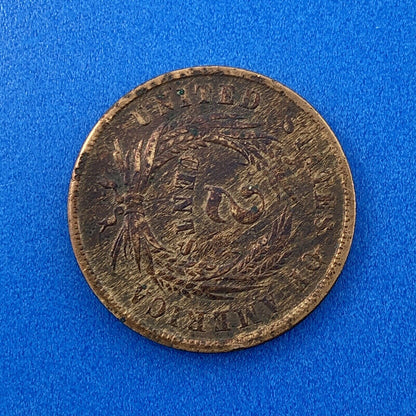 1864 P Bronze Two-Cent Piece Union Shield Large Motto Philadelphia Mint Coin