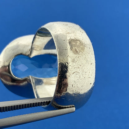 925 Sterling Silver Designer Blue Topaz Solitaire December Anniversary Ring