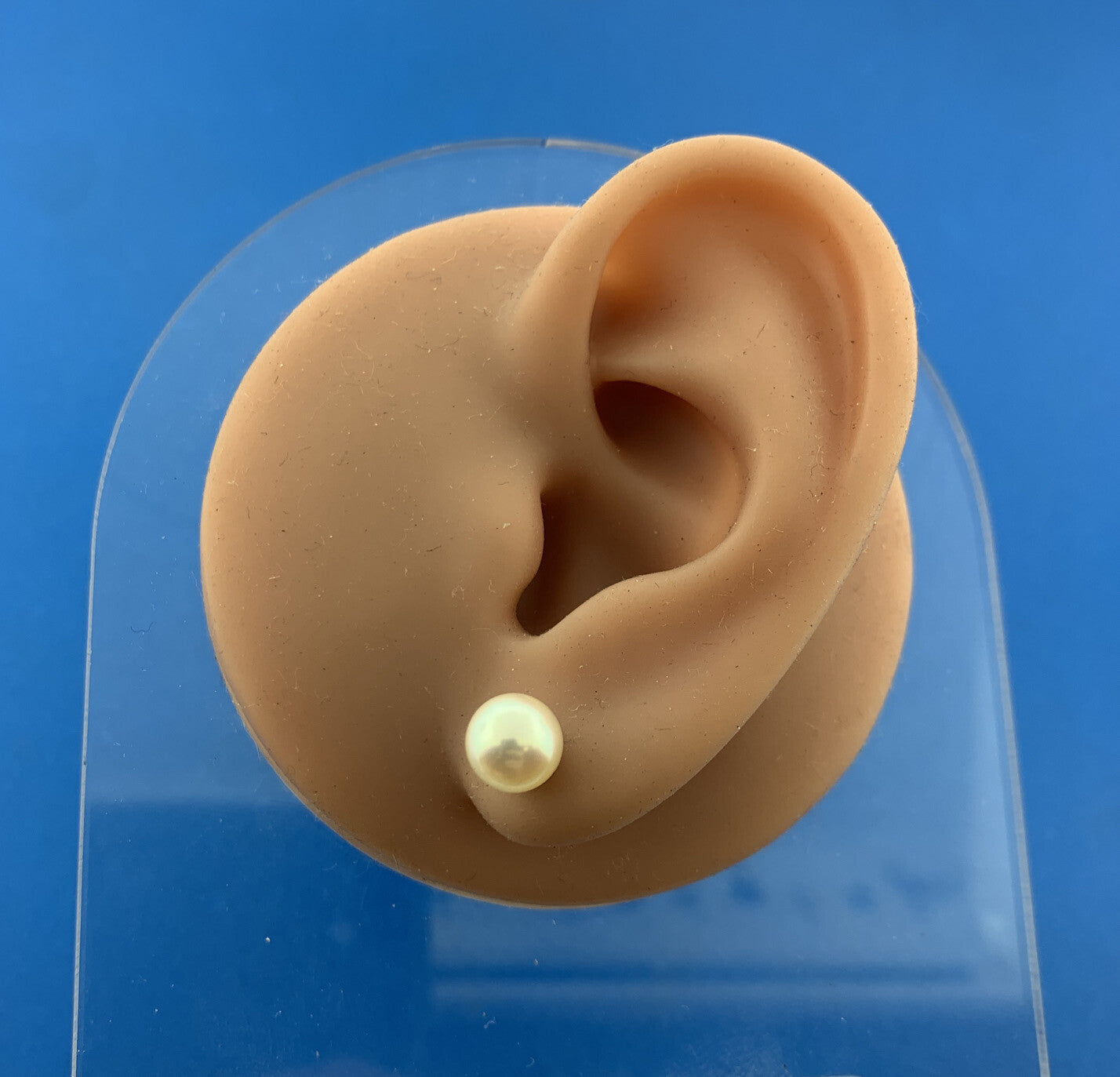 Chic Designer 14K Yellow Gold 7 mm Pearl Bridal June Anniversary Stud Earrings