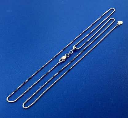 Designer RCI Turkey 14K White Gold Lariat Slide Style Box Chain Necklace
