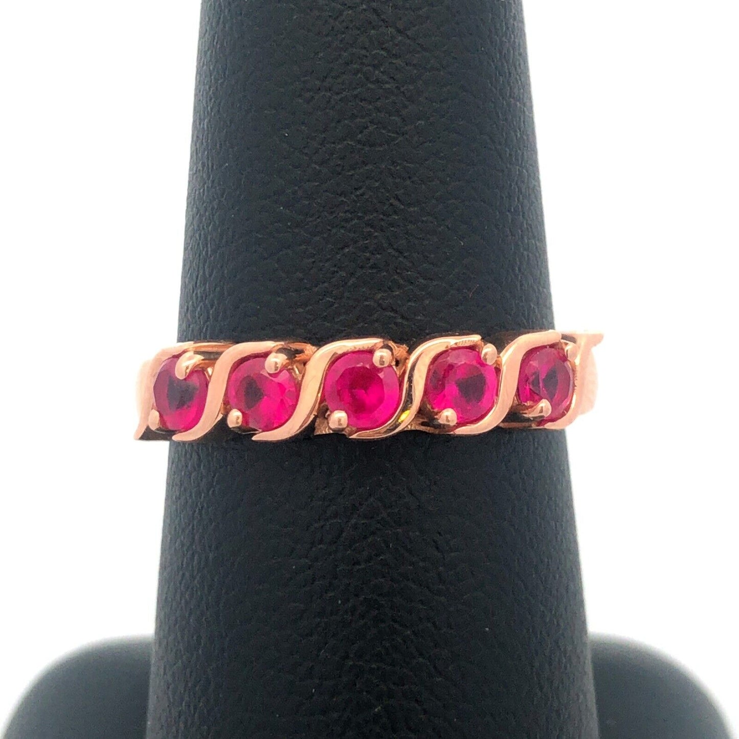 Estate Designer JFM 14K Rose Gold Ruby July Anniversary Occasion Band Ring
