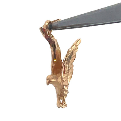 Designer 14K Yellow Gold Flying Eagle United States Patriotic Charm Pendant