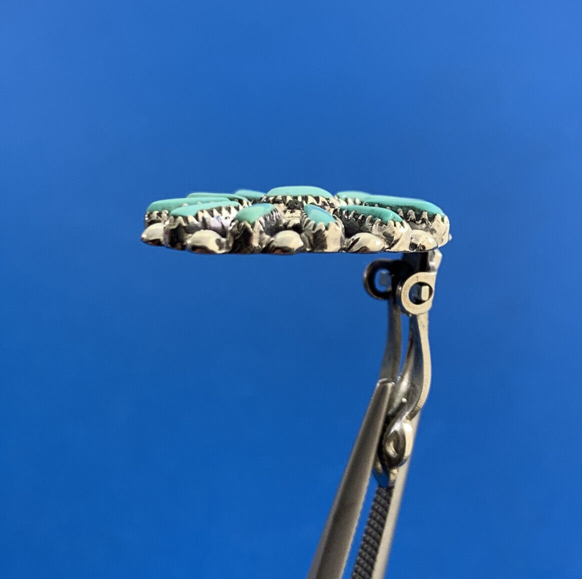 Turquoise Cabochon 925 Sterling Silver Native American Clip On Earrings