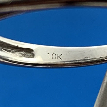 Designer Zales 10k White Gold 1KS Baguette Diamond Wedding Band Set Ring Size 7