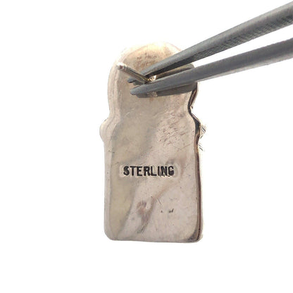 Vintage 925 Sterling Silver Round Pearl Square Amber Drop Stud Earrings