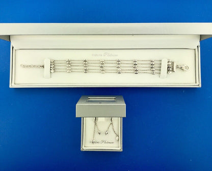 Officina Bernardi 925 Sterling Silver Ball Station Bracelet Drop Earrings Set