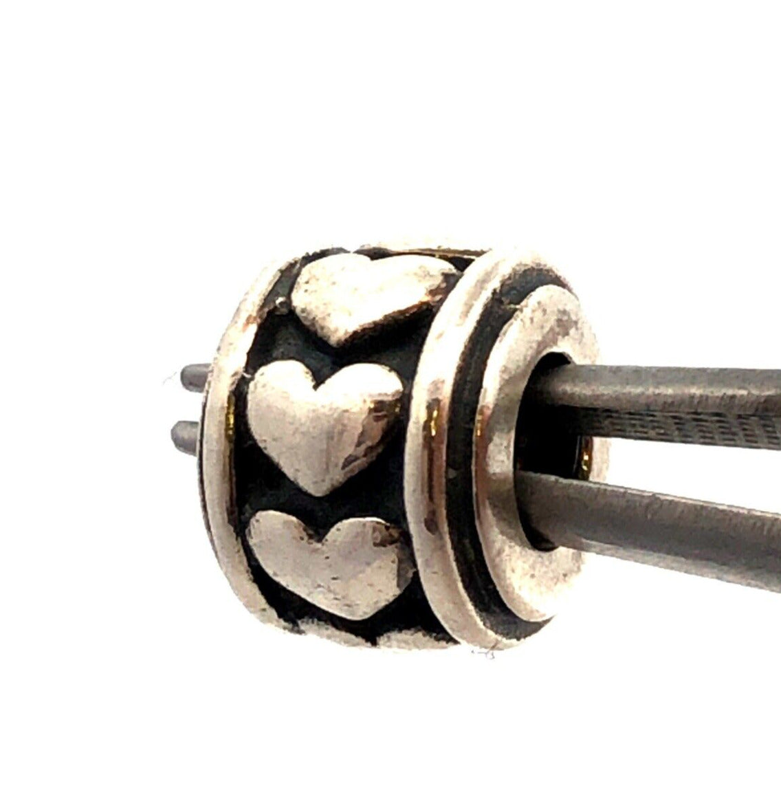 Designer CHAMILIA B 925 Sterling Silver Heart Love Valentines Bead Slide Charm