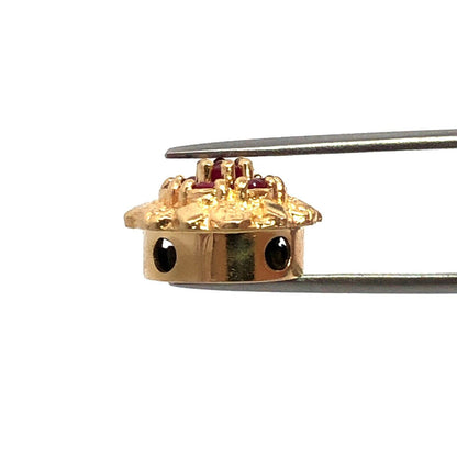 Designer 14K Yellow Gold Round Ruby Slide Bracelet Charm