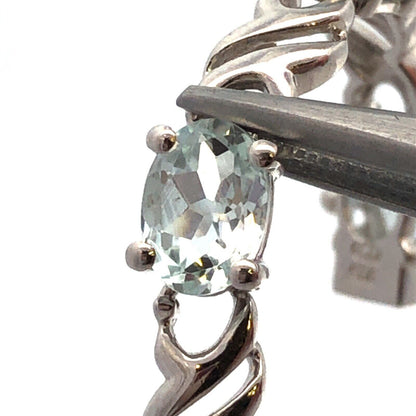 Designer QCD 925 Sterling Silver Oval Light Aqua Tourmaline Tennis Bracelet
