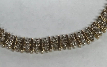 Vintage Sterling Silver 925 Vermeil Diamond Illusion Link Tennis Bracelet S184