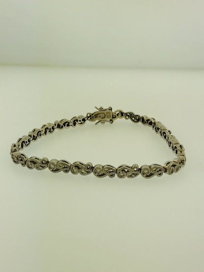 Tacori Sterling Silver 925 Cubic Zirconia CZ Open Scroll Link Tennis Bracelet