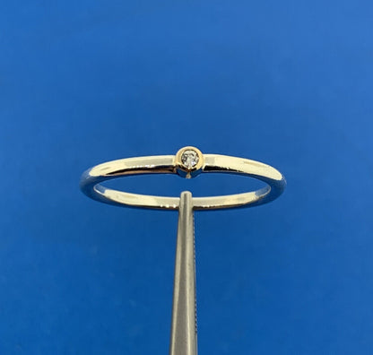 Sterling Silver 925 Diamond Solitaire Stackable Band Size 10.25 Ring