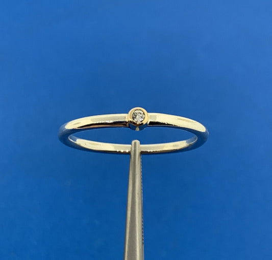 Sterling Silver 925 Diamond Solitaire Stackable Band Size 10.25 Ring