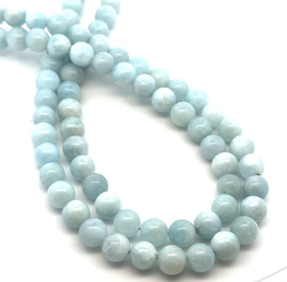 Estate 925 Sterling Silver Blue Lace Agate Double Row Beaded Statement Necklace