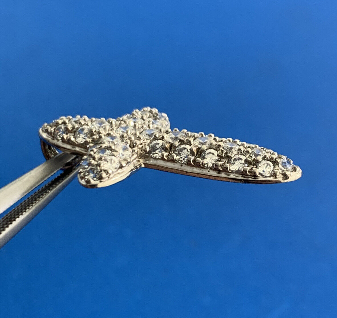 Designer Cubic Zirconia 925 Sterling Silver Religious Communion Cross Pendant