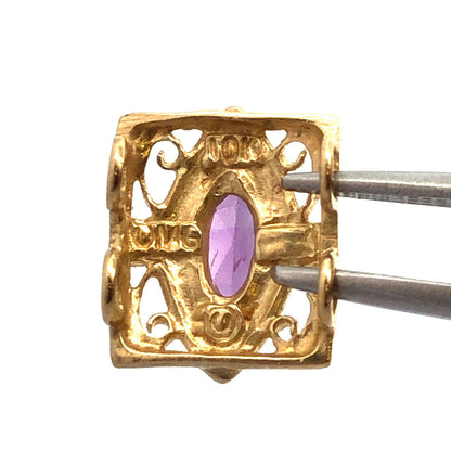Designer 10K Yellow Gold Amethyst February Anniversary Slide Bracelet Charm