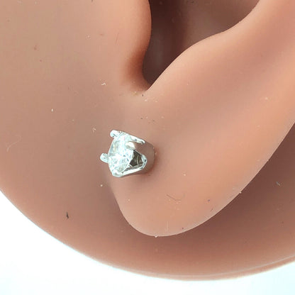 Classic 14K White Gold Round Diamond Stud Earrings