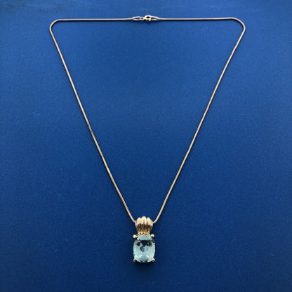 Designer CAA Sterling Silver 925 18K Yellow Gold Blue Topaz Necklace