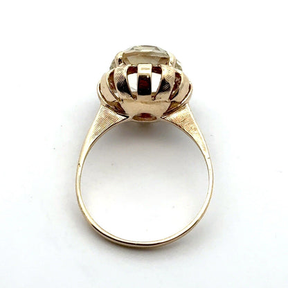 Designer ESEMC 10K Yellow Gold Round White Amethyst Solitaire Ring