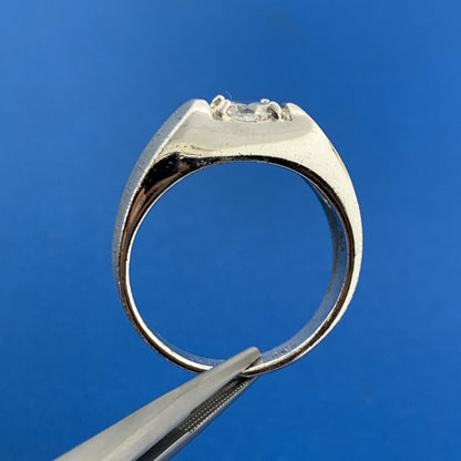 Designer SETA 925 Sterling Silver White Amethyst Mens Florentine Polished Ring