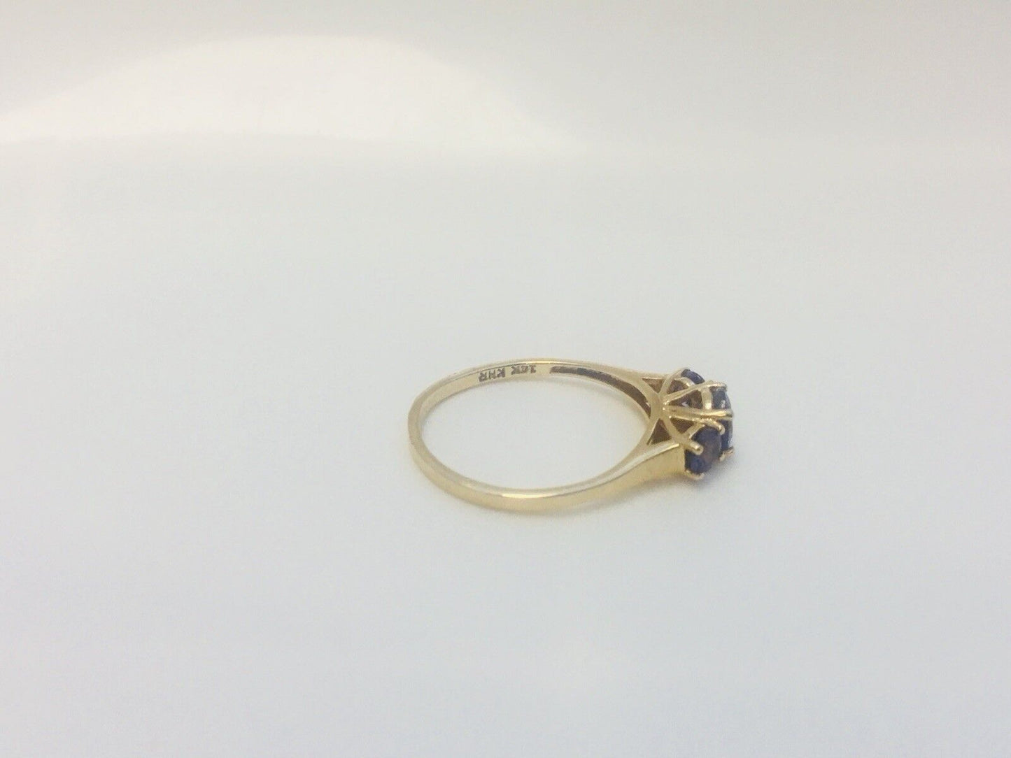 14K Yellow Gold Tanzanite Trio Bridal Anniversary Cocktail Ring