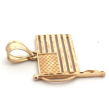 Michael Anthony 14K Yellow Gold God Bless America USA Flag Patriotic Pendant