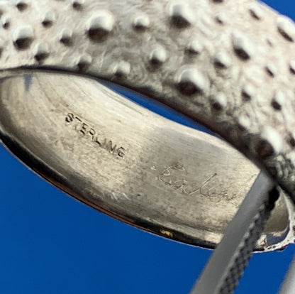 Designer 925 Sterling Silver Textured Bumpy Bead Wide Cigar Band Ring