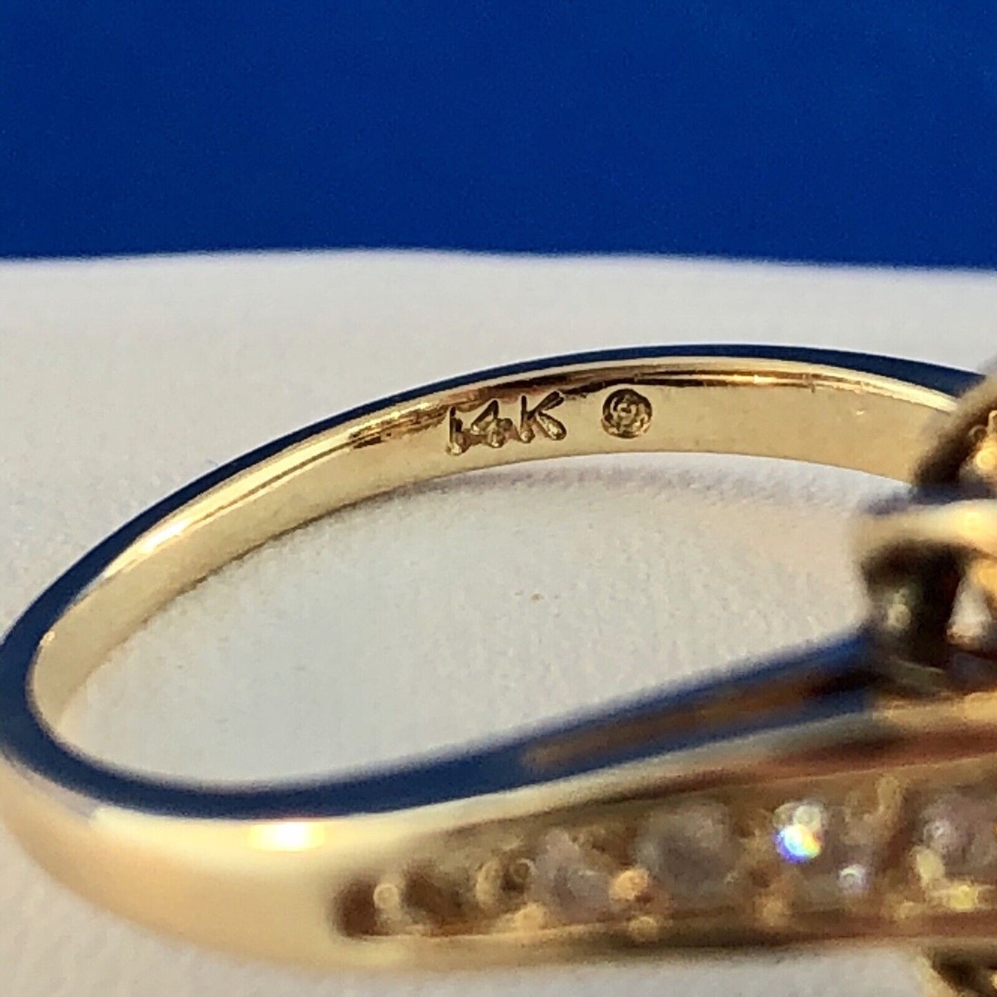 Vintage 14K Yellow Gold Diamond Waterfall Flower Cluster Statement Cocktail Ring