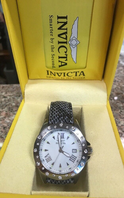Invicta Women's Angel Quartz 100m Stainless Steel Watch Model 18350 Grey Leather
